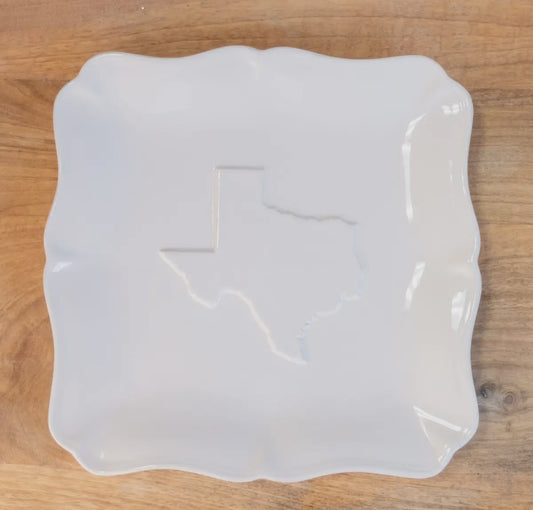 Texas Embossed Square Platter
White