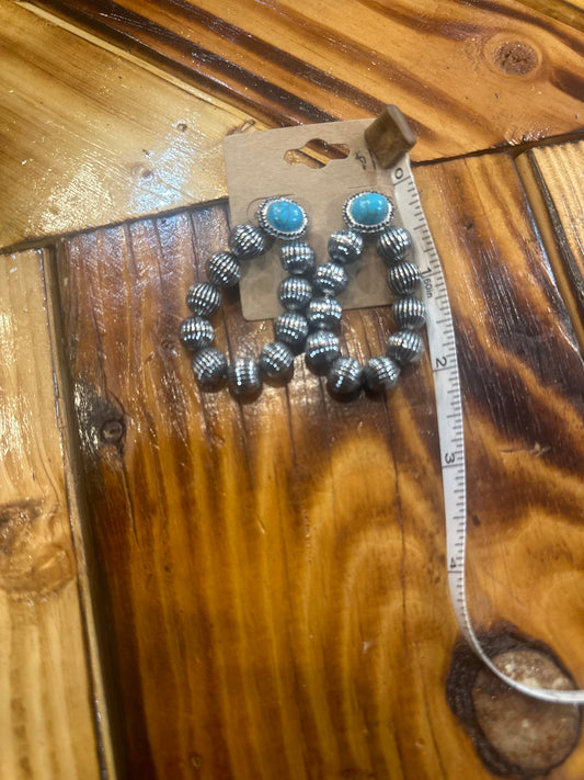 Faux Turquoise and Silver Bead Earrings