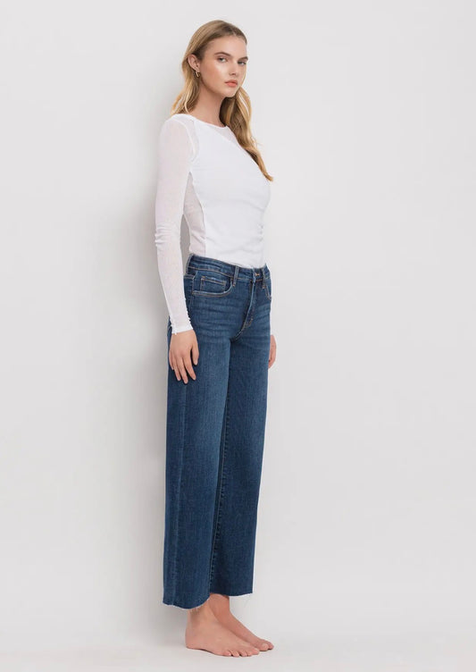 Lovervet Tummy Control Mid Rise Dark Wash Wide Leg Jeans
