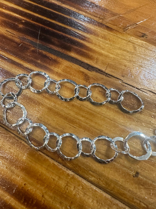 Sterling Silver Hammered Circle Bracelet