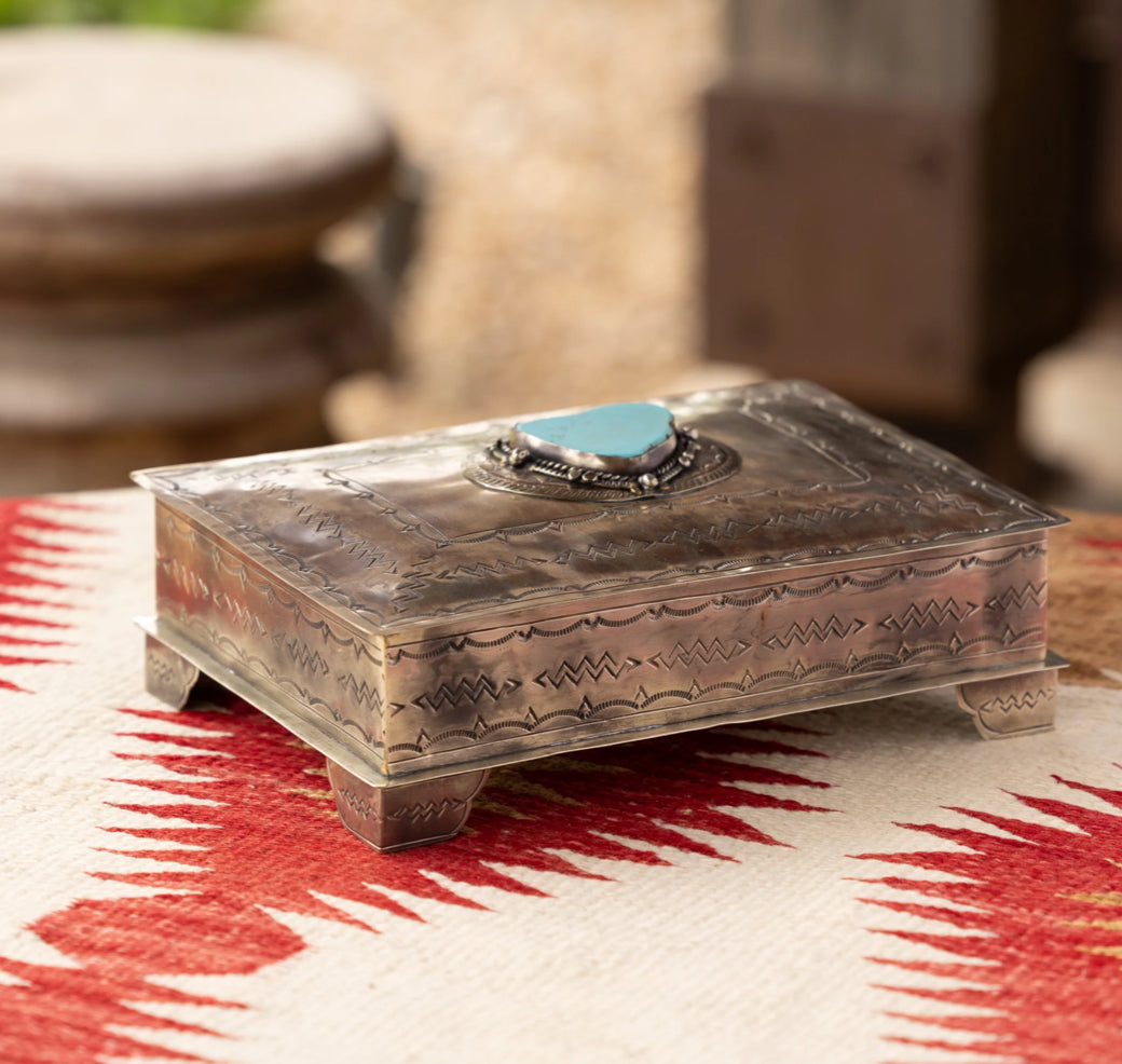 STAMPED BIBLE BOX W- TURQ