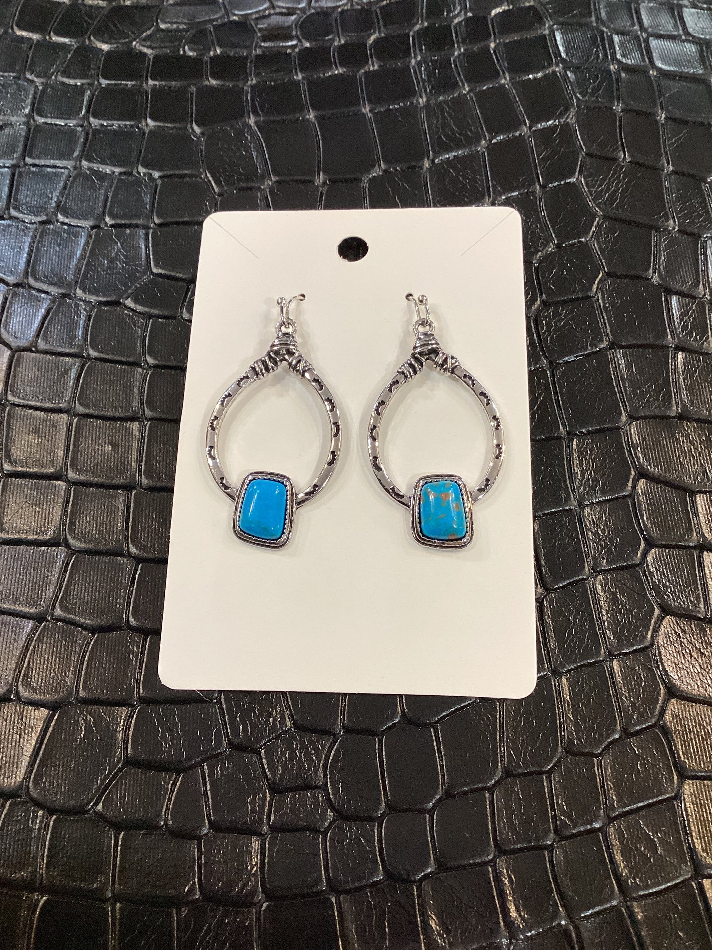 Faux Turquoise and Silver Earrings