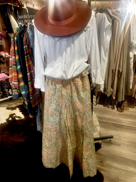 Jaded Gypsy - Tieired Muted Floral Palazzo Pants