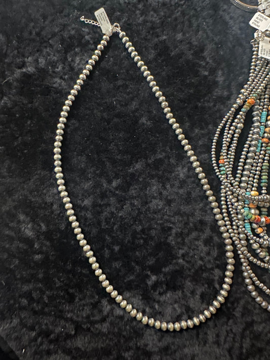 Sterling Silver Navajo Pearl Necklace 6mm 24”