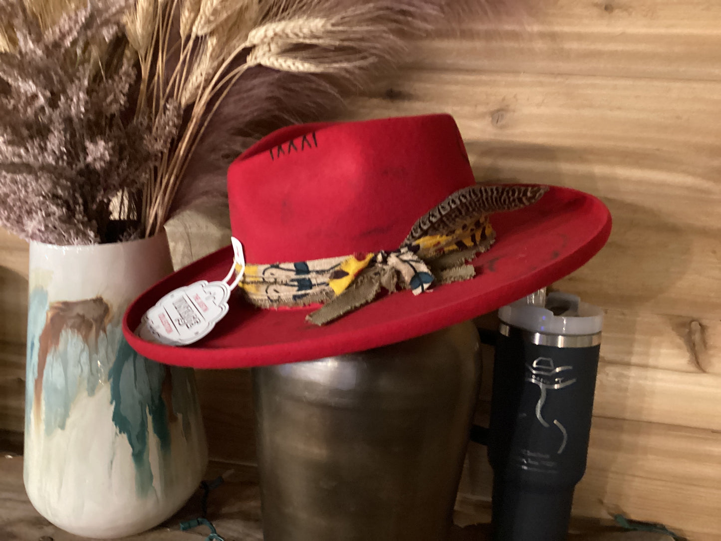 Justin Red Vintage Flat Brim Hat