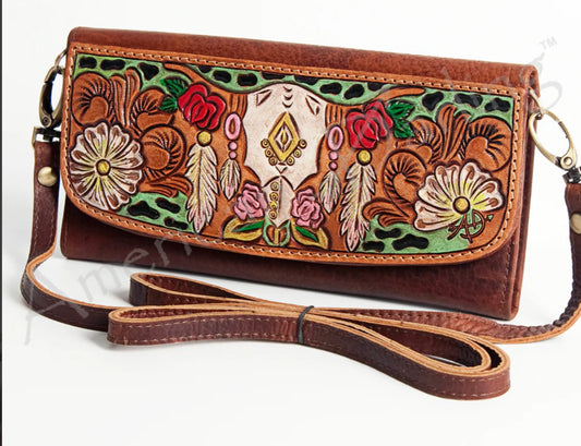 American Darling Hand Tooled and Painted Wallet