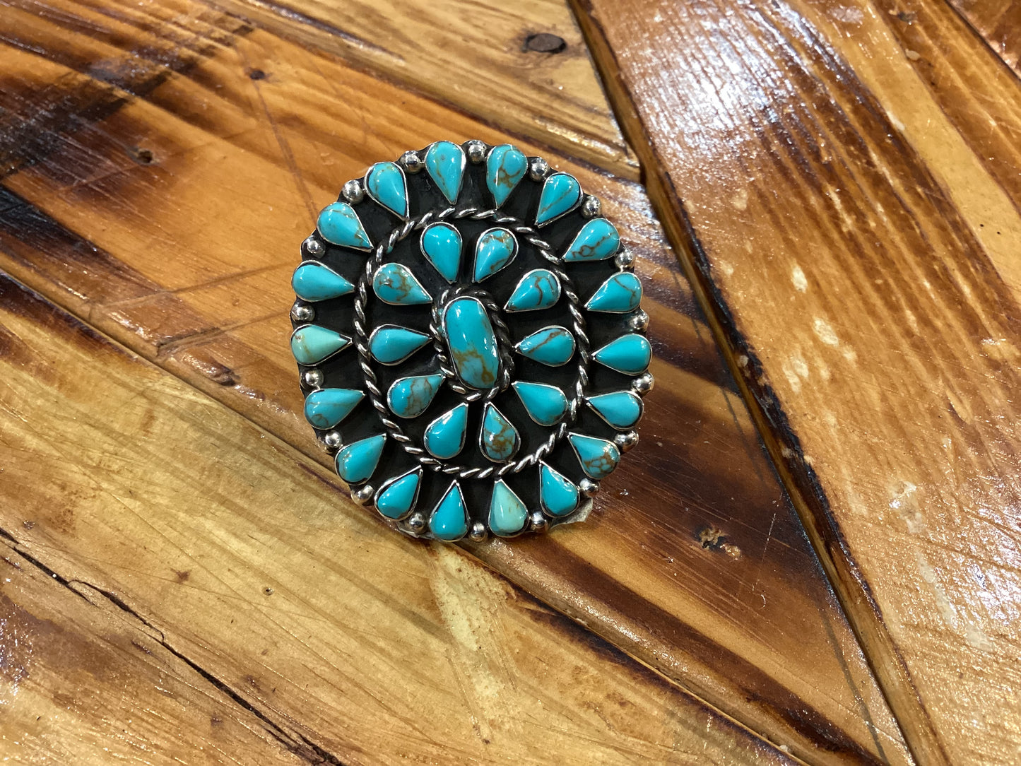 2x2 Large Turquoise Sterling Ring Handmade