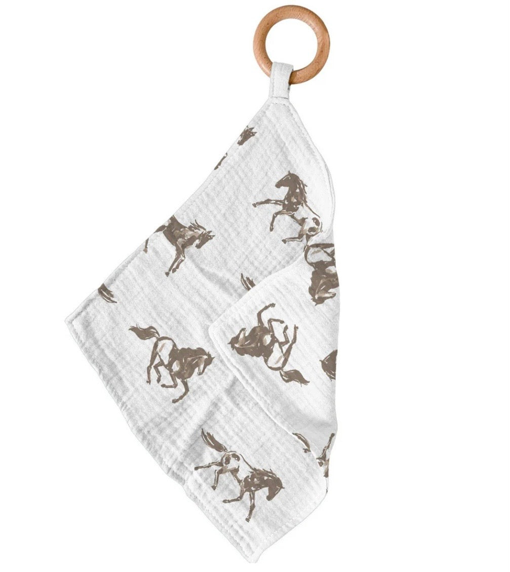 Galloping Horses Baby Blanket Bamboo Teether