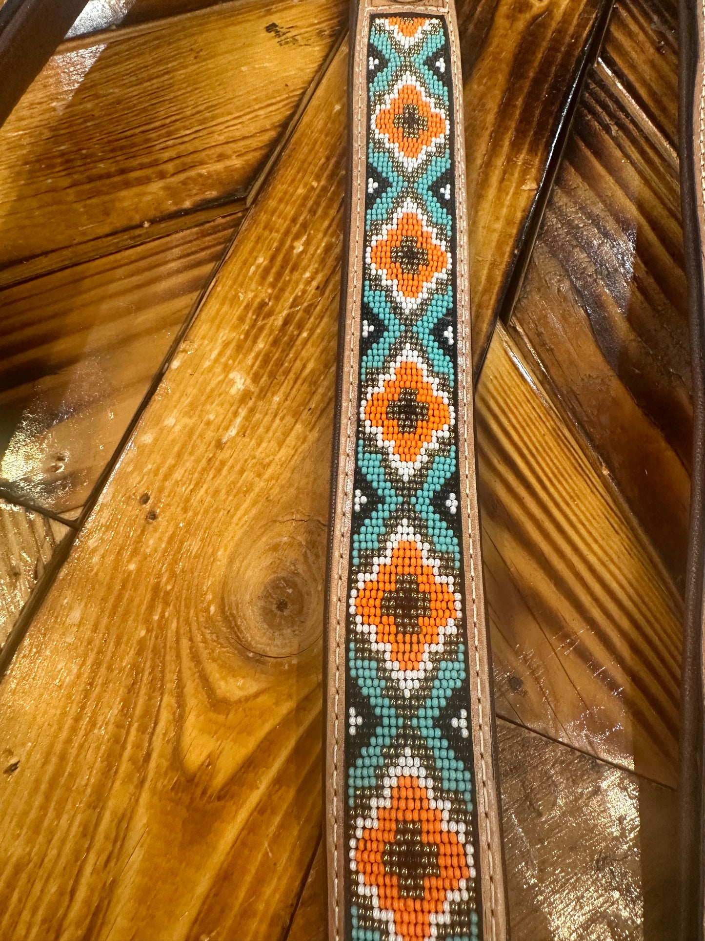 Genuine Tooled Leather Beaded Dog Collars