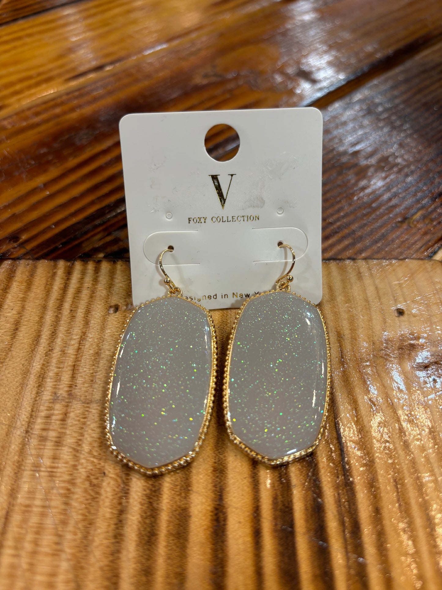 Oval Shaped Resin Earrings