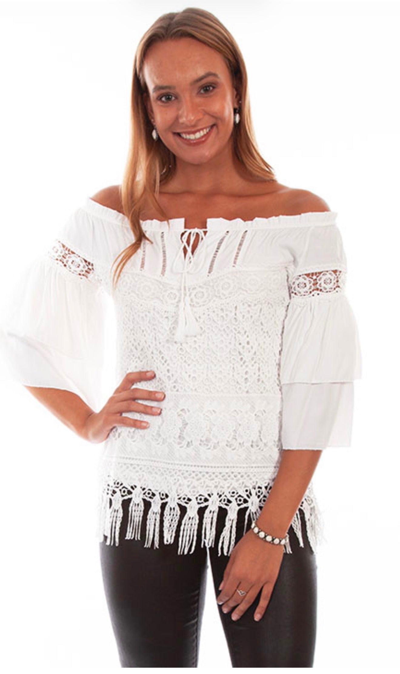 Scully Honey Creek Crochet Tiered Lace Blouse