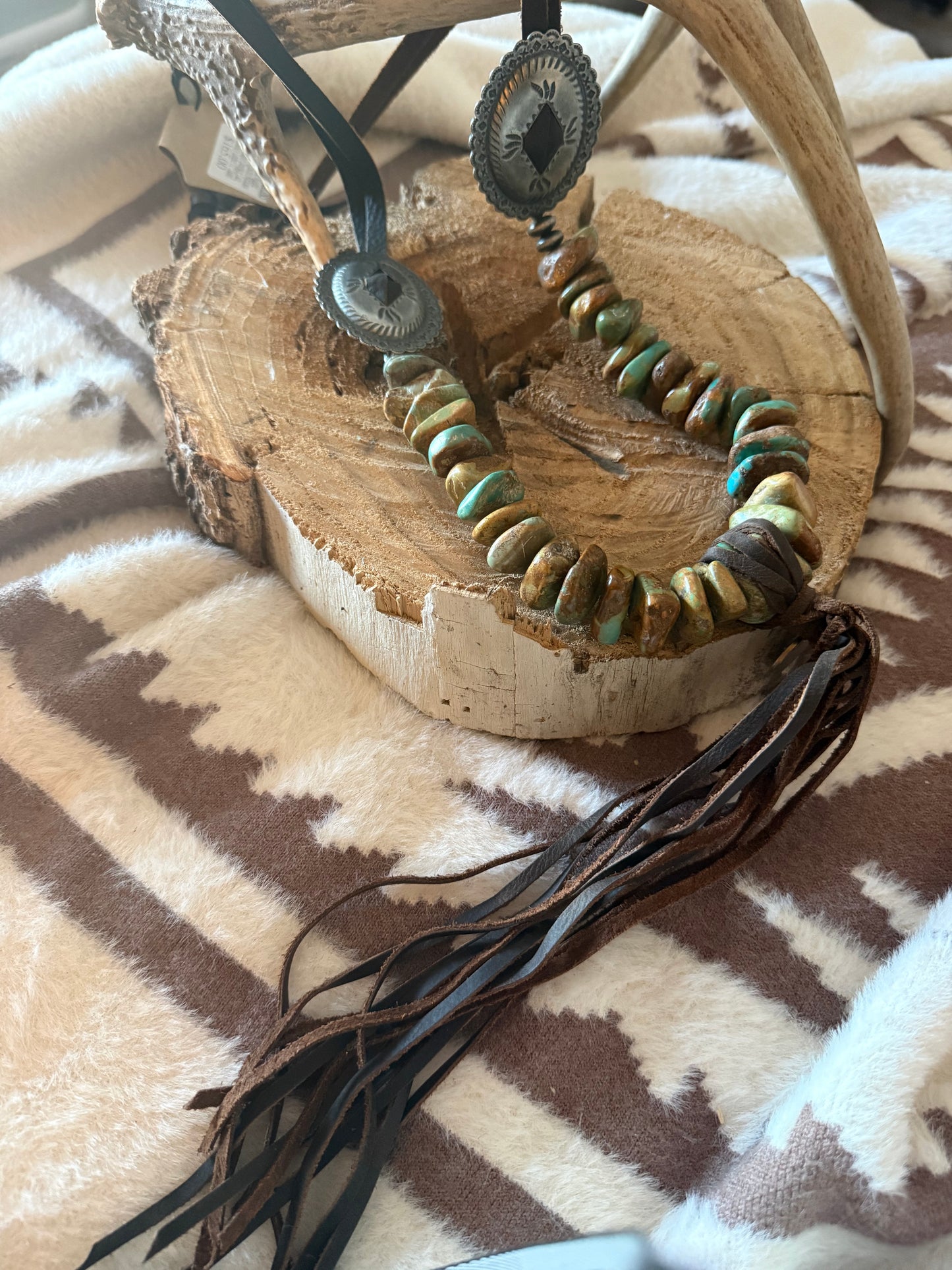 Authentic Turquoise Nugget & Buffalo Nickel Concho Necklace