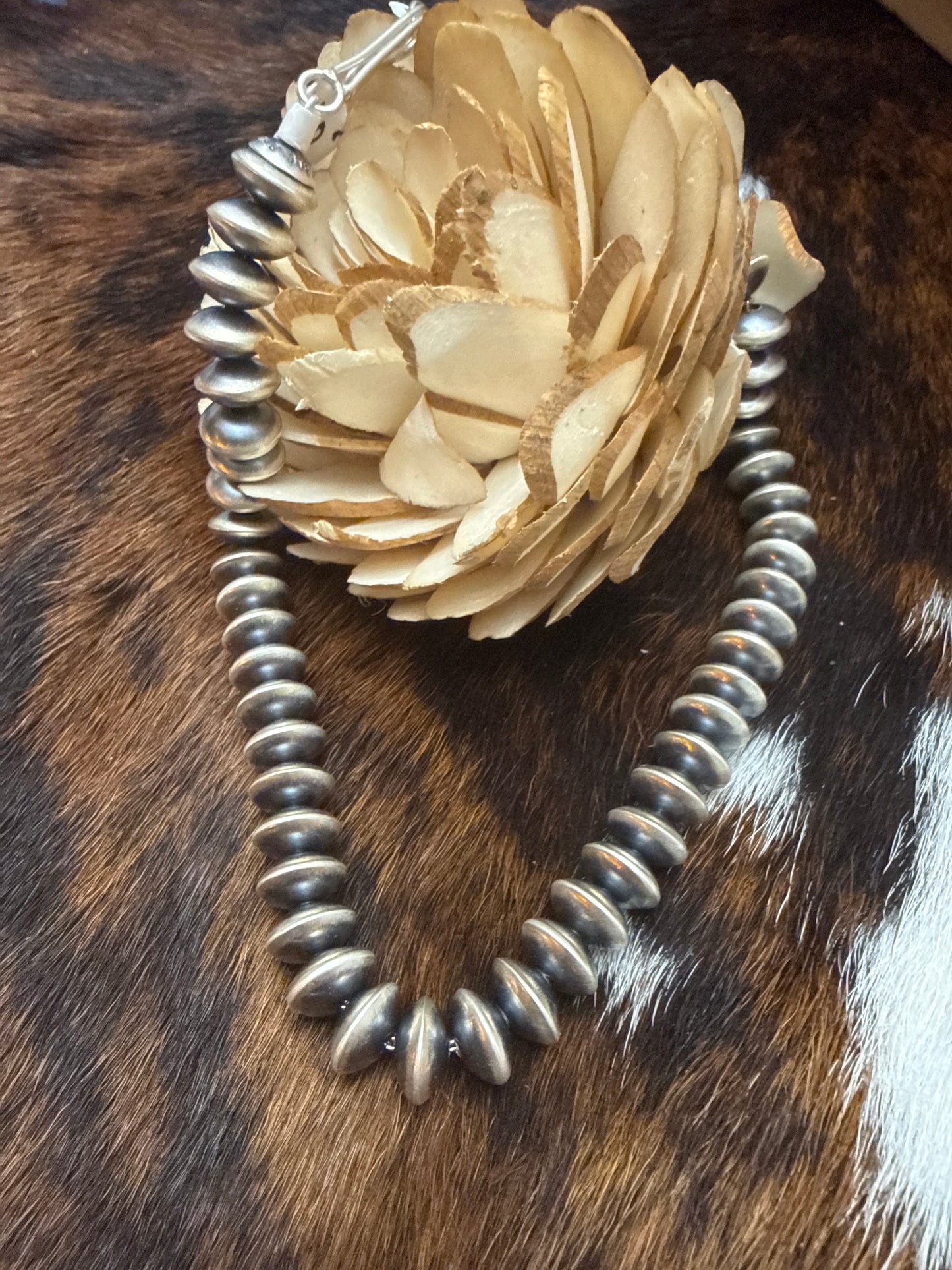 14” Navajo Sterling Silver Halo Beads