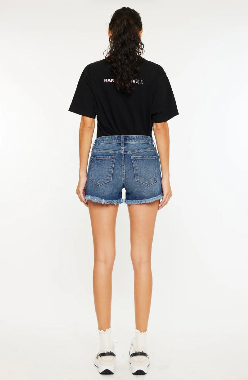 Kancan Mid Rise Dark Wash Shorts