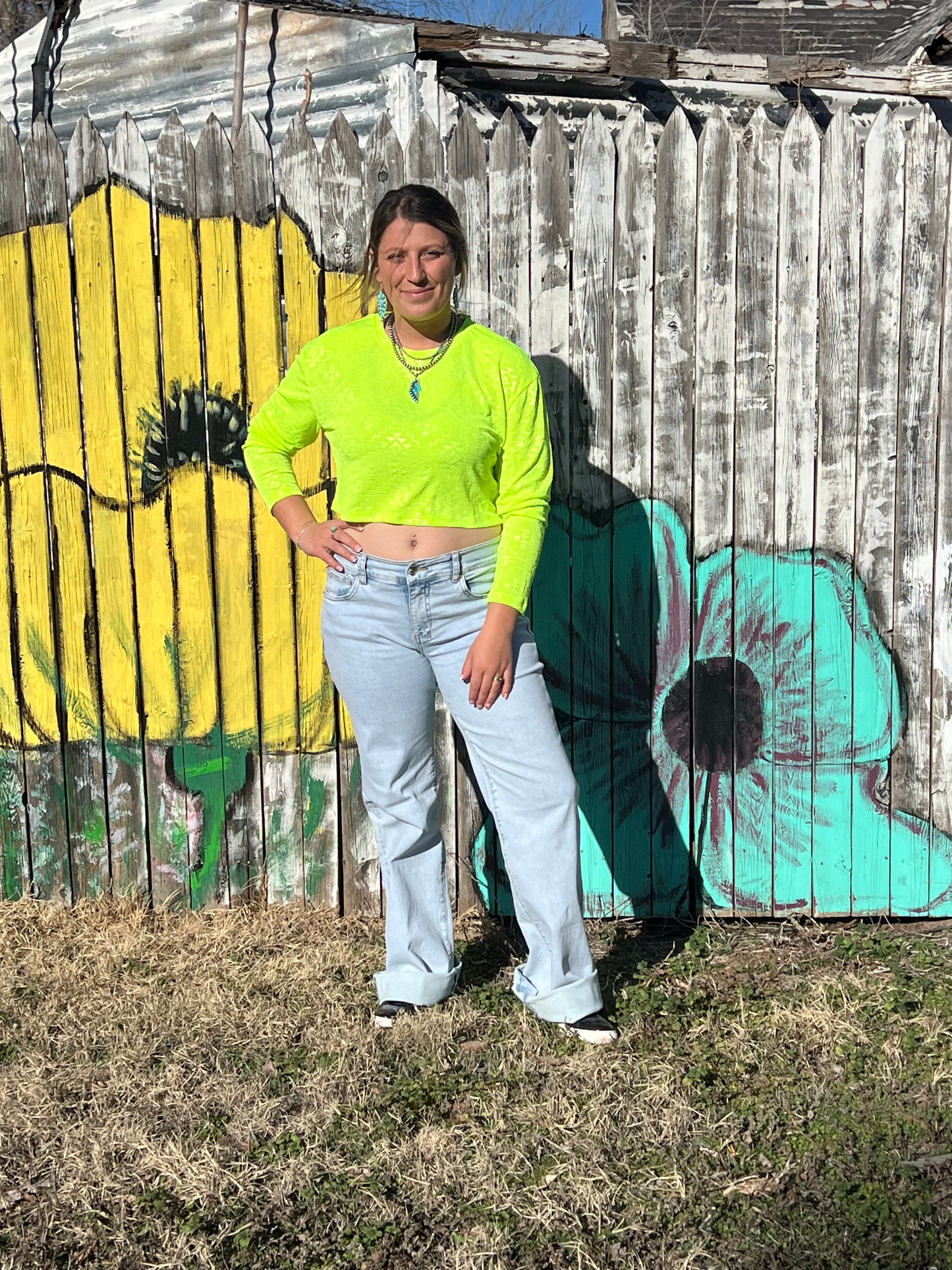 Neon Yellow Mesh Crop Top