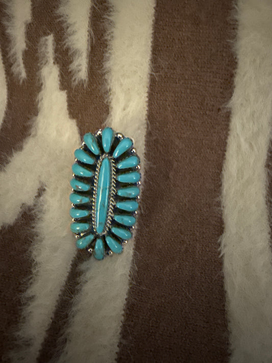 Davina Benally Navajo Handmade Turquoise Ring Size 7.5