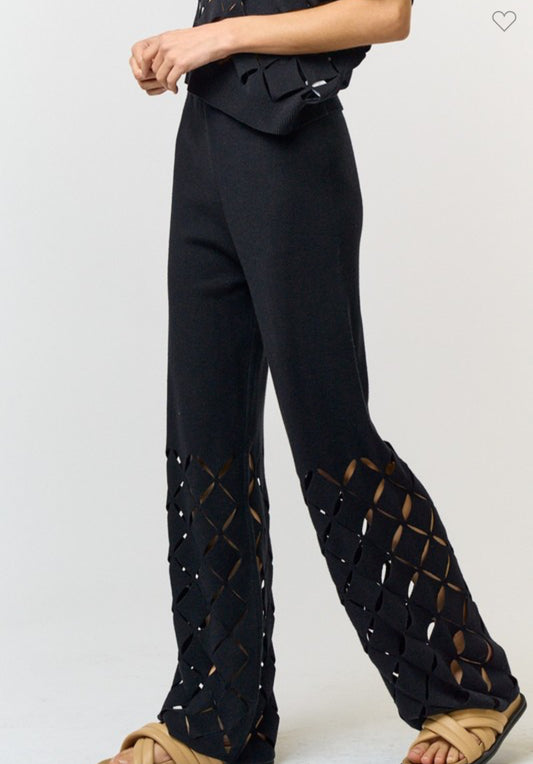 CUT OUT DETAIL ELASTIC WAISTBAND SWEATER PANTS