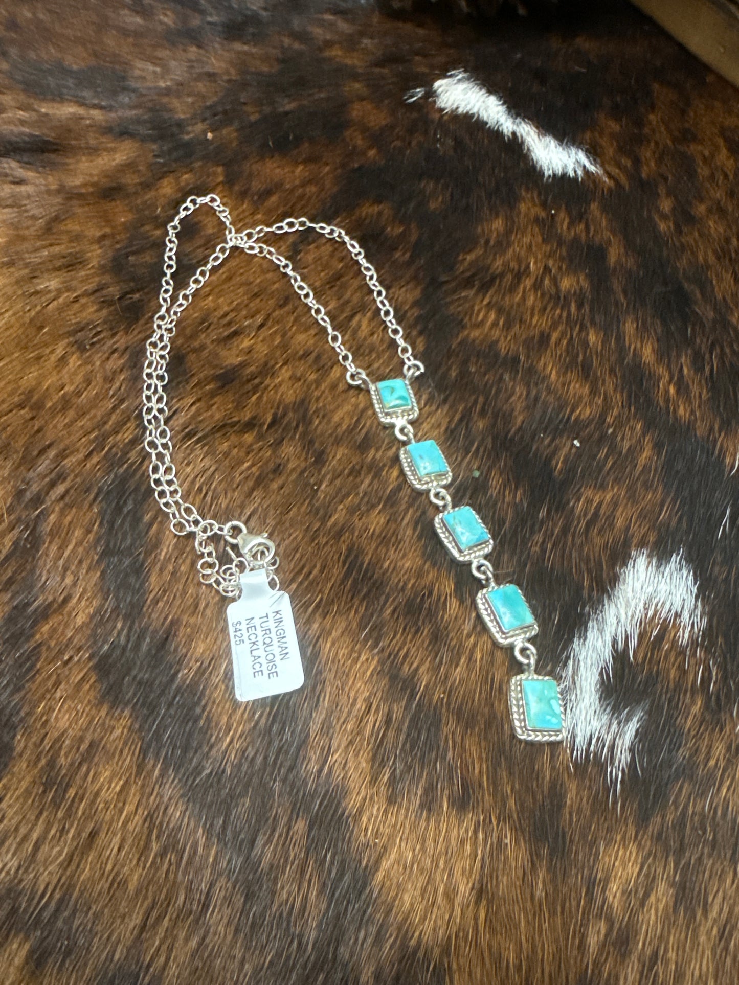 Sterling Silver Kingman Turquoise Lariat Necklace