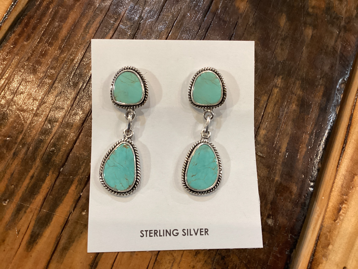 Handmade SS Kingman Turquoise Earrings