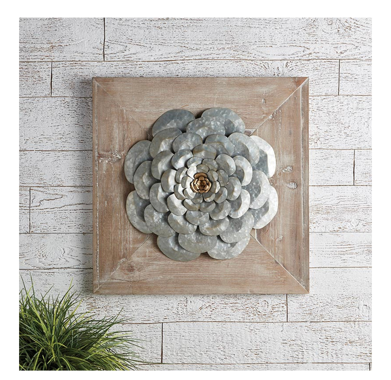 Flower Decor with Wood Wall Art