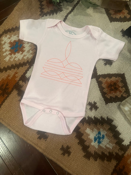 Boot Stitch - S/S Infant One Piece Pink 12-18 months