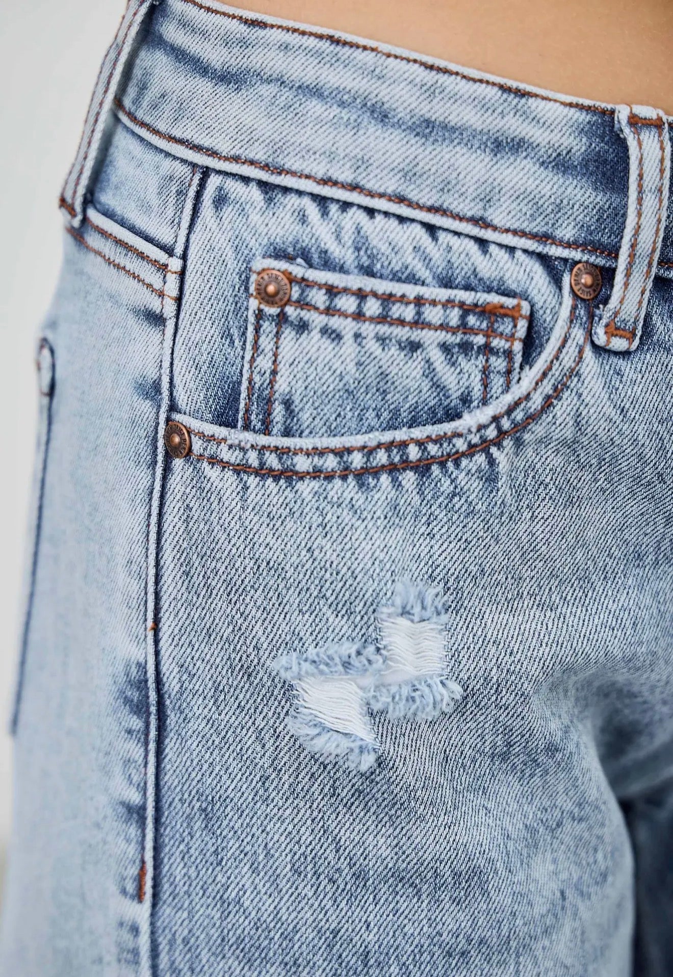 Saige Tummy Control Panel Distressed Jeans