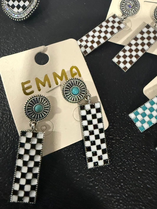 Faux Checked Earrings
