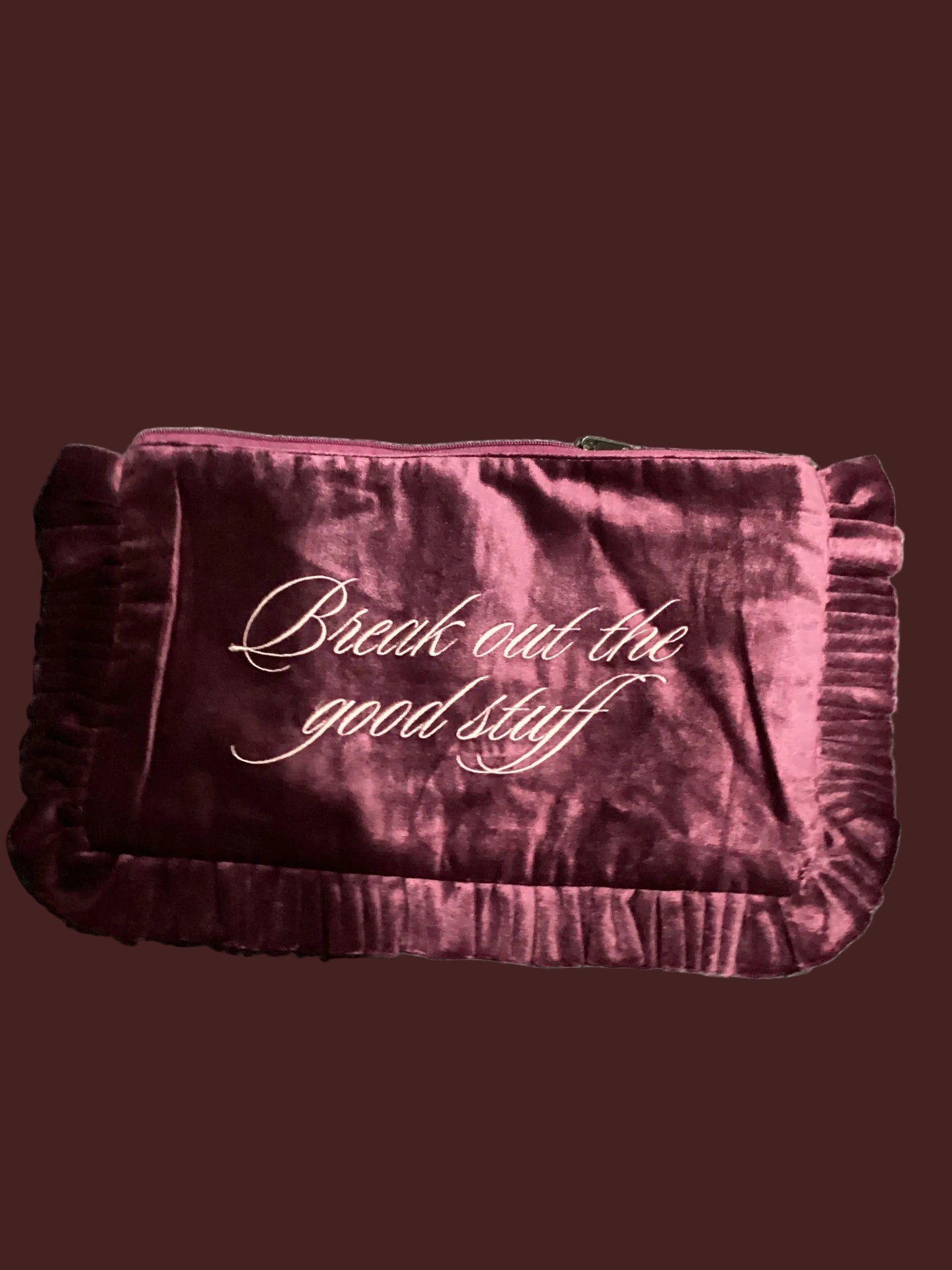 Velvet Ruffle Travel Pouch