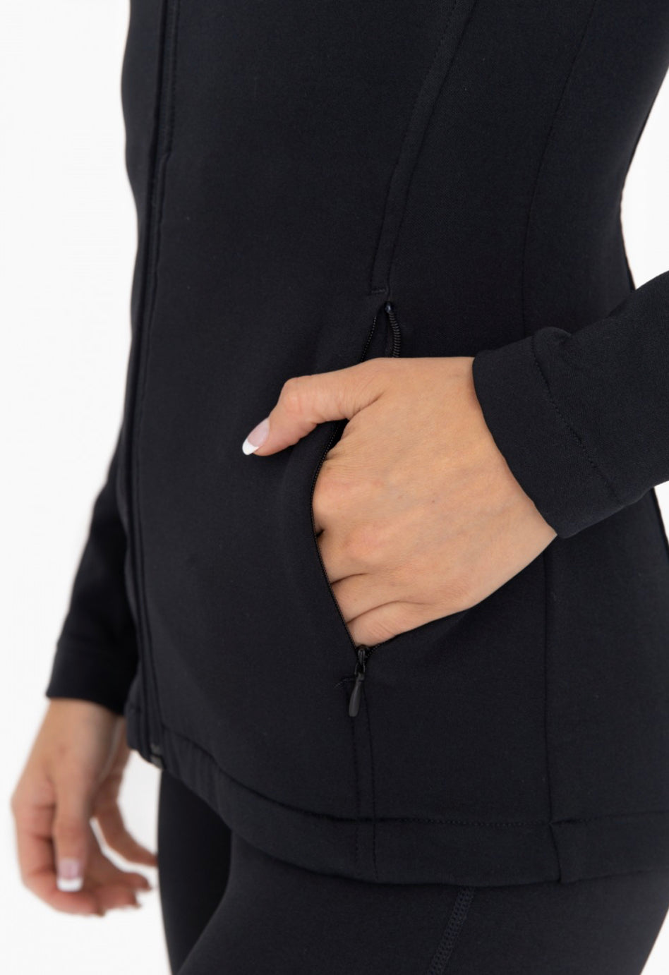 Fleece-Lined Slim Fit Mock Neck Active Jacket