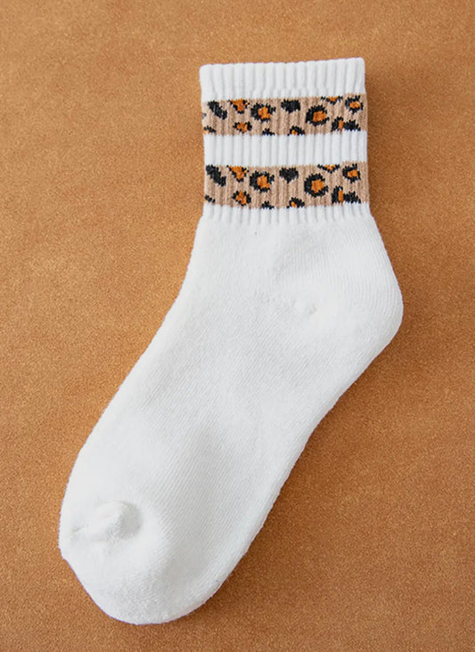 Leopard Striped Detail Ribbed Cuffs
Womens Socks