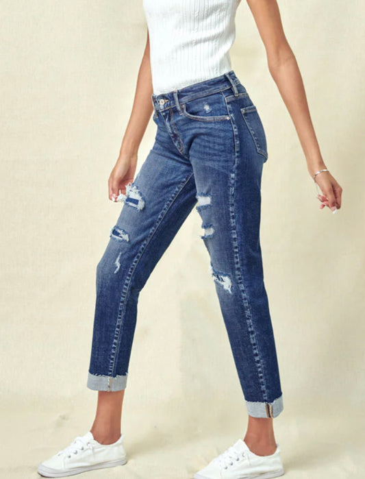 KanCan NINA MID RISE SLIM BOYFRIEND JEANS