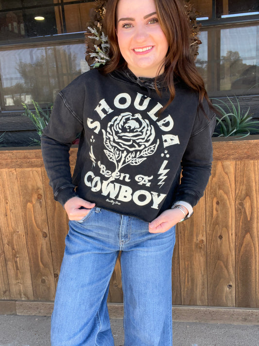 Shoulda Been A Cowboy Cropped Hoodie