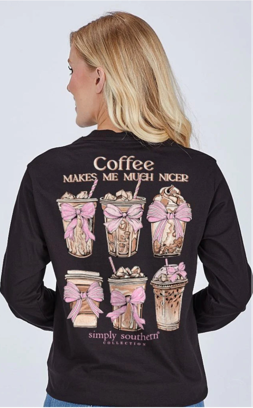 SIMPLY SOUTHERN NICER COFFEE LONG SLEEVE T-SHIRT