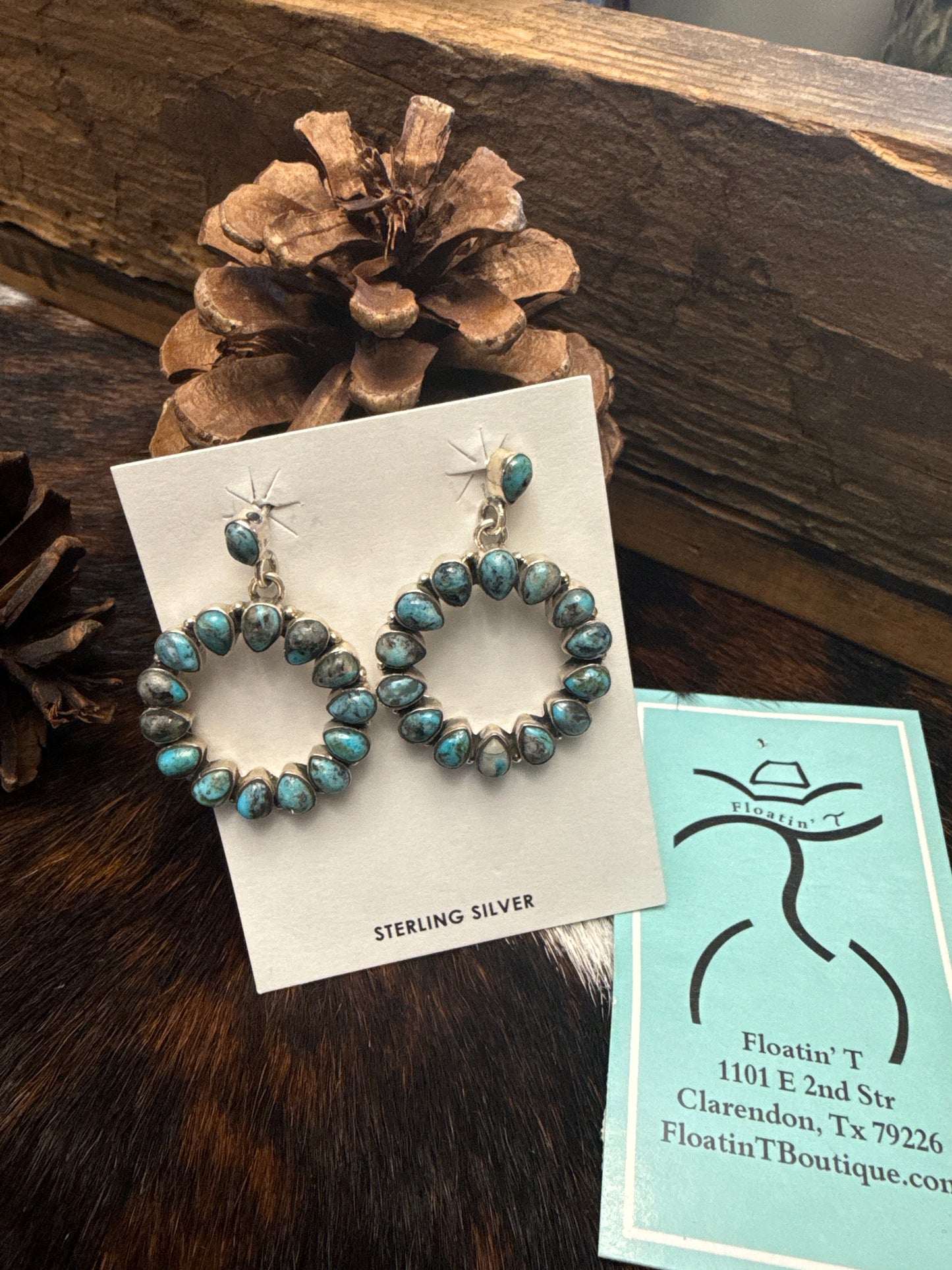 Sterling Silver Handmade Kingman Turquoise  Earrings