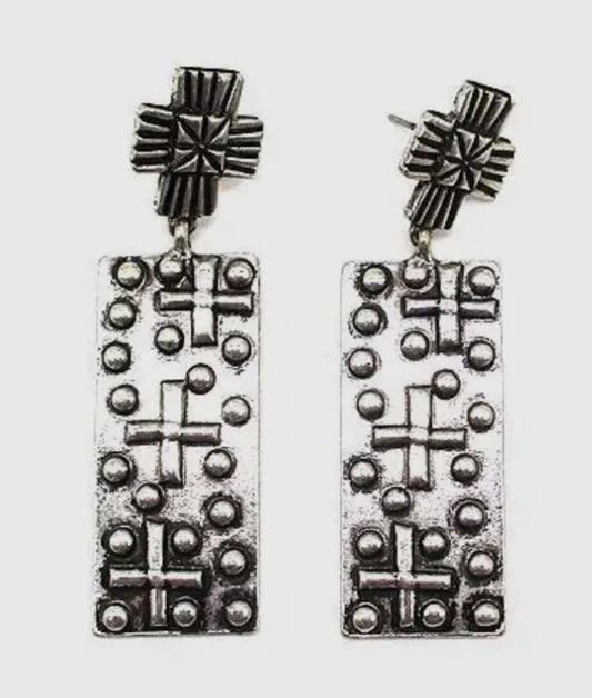 Dangle Cross Bubble Bead Earrings