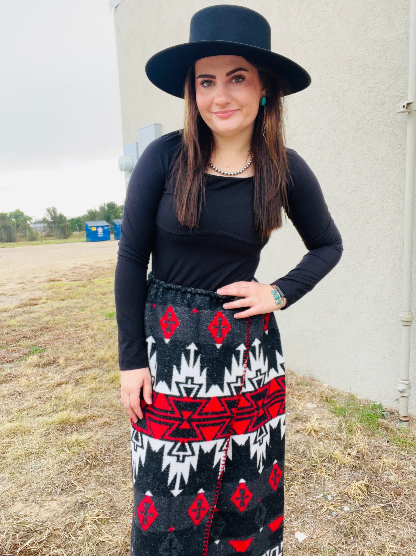 Rhonda Stark Designs Long Wrap Skirt - Charcoal Montezuma