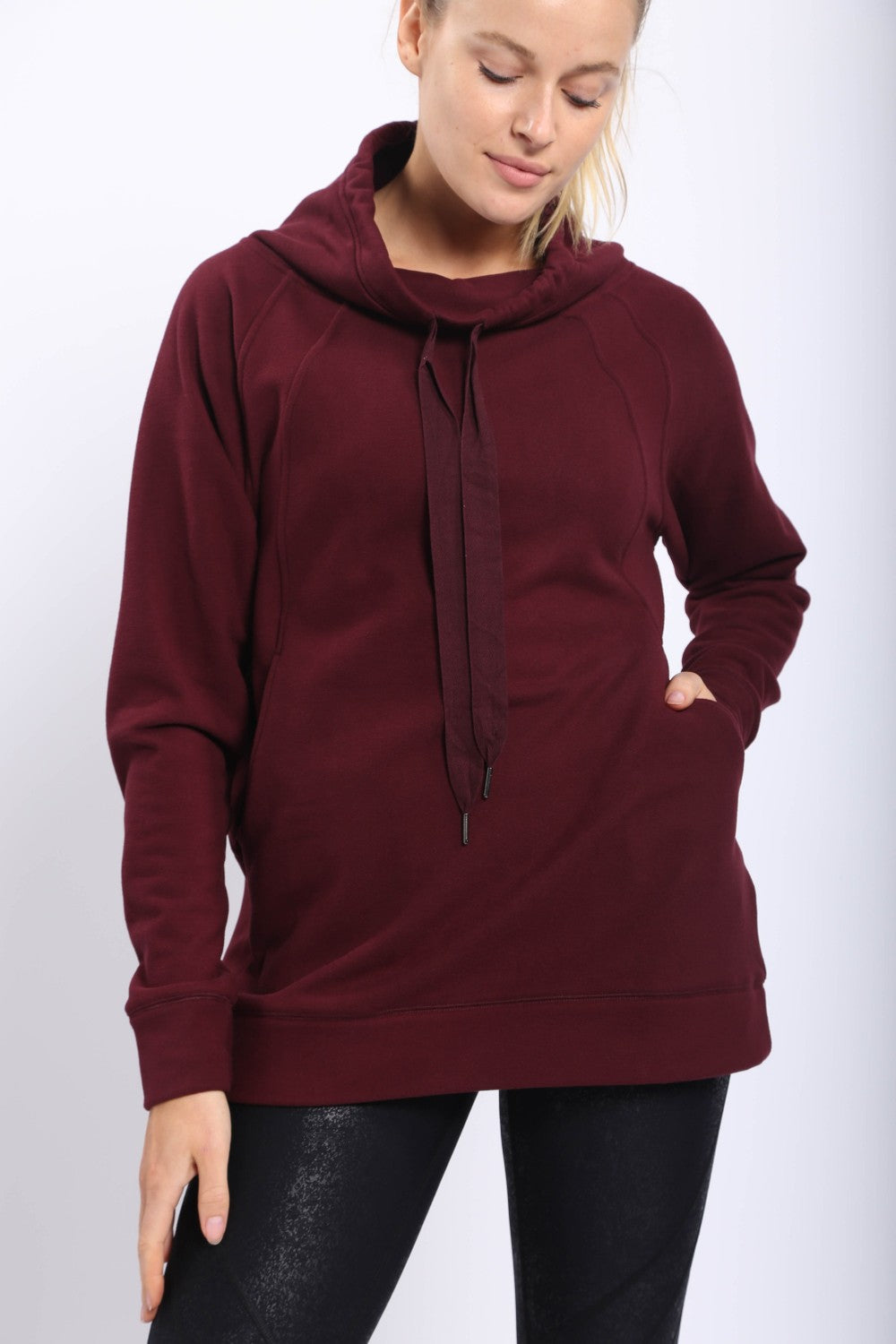 Burgundy Brushed Cowl Neck Pullover