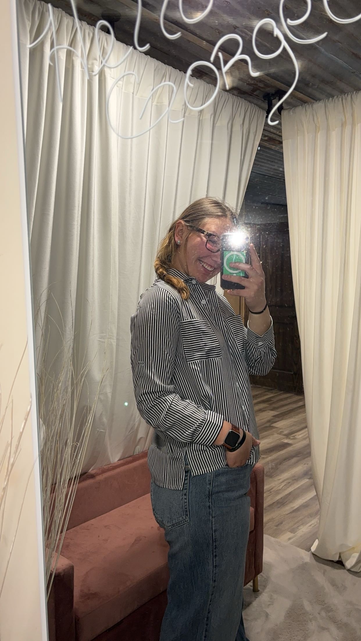 Striped Button Down Two Pocket