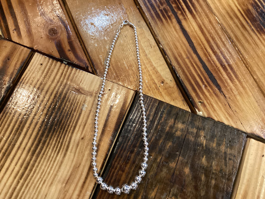 Graduated Silver Beaded Necklace