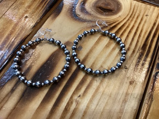 Graduated Navajo Pearl Hoop Earrings