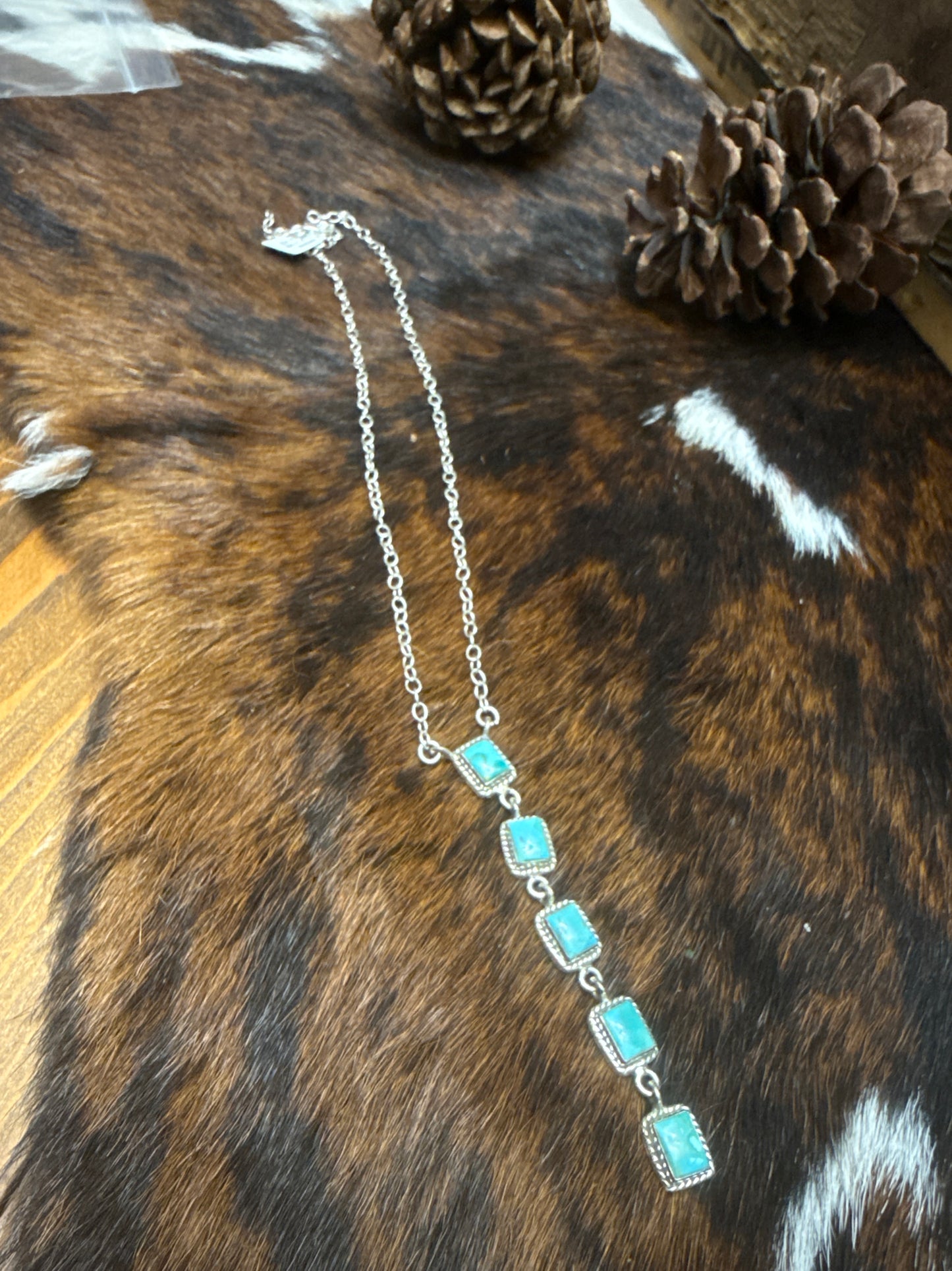 Sterling Silver Kingman Turquoise Lariat Necklace