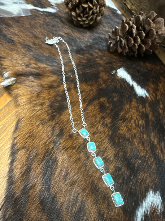 Sterling Silver Kingman Turquoise Lariat Necklace
