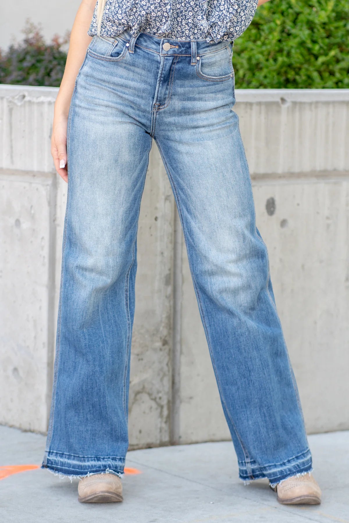 RISEN JEANS ETTA HIGH RISE WIDE RELEASED HEM STRAIGHT