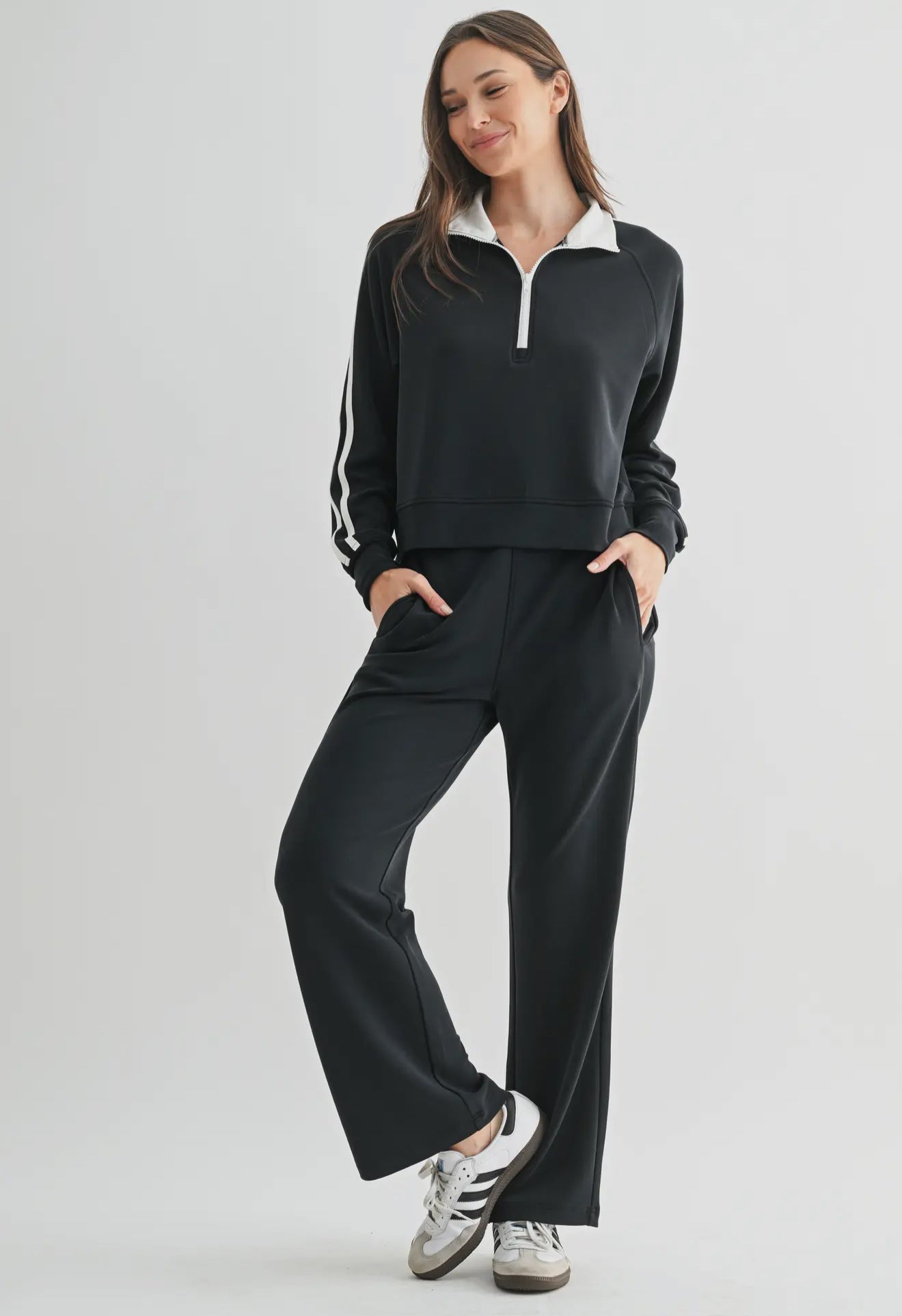 MONO B Buttersoft Laguna Half-Zip Stripe Set 2 PC SET