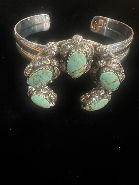 Raymond Yazzie Navajo Handmade SS Nevada Turq Bracelet
