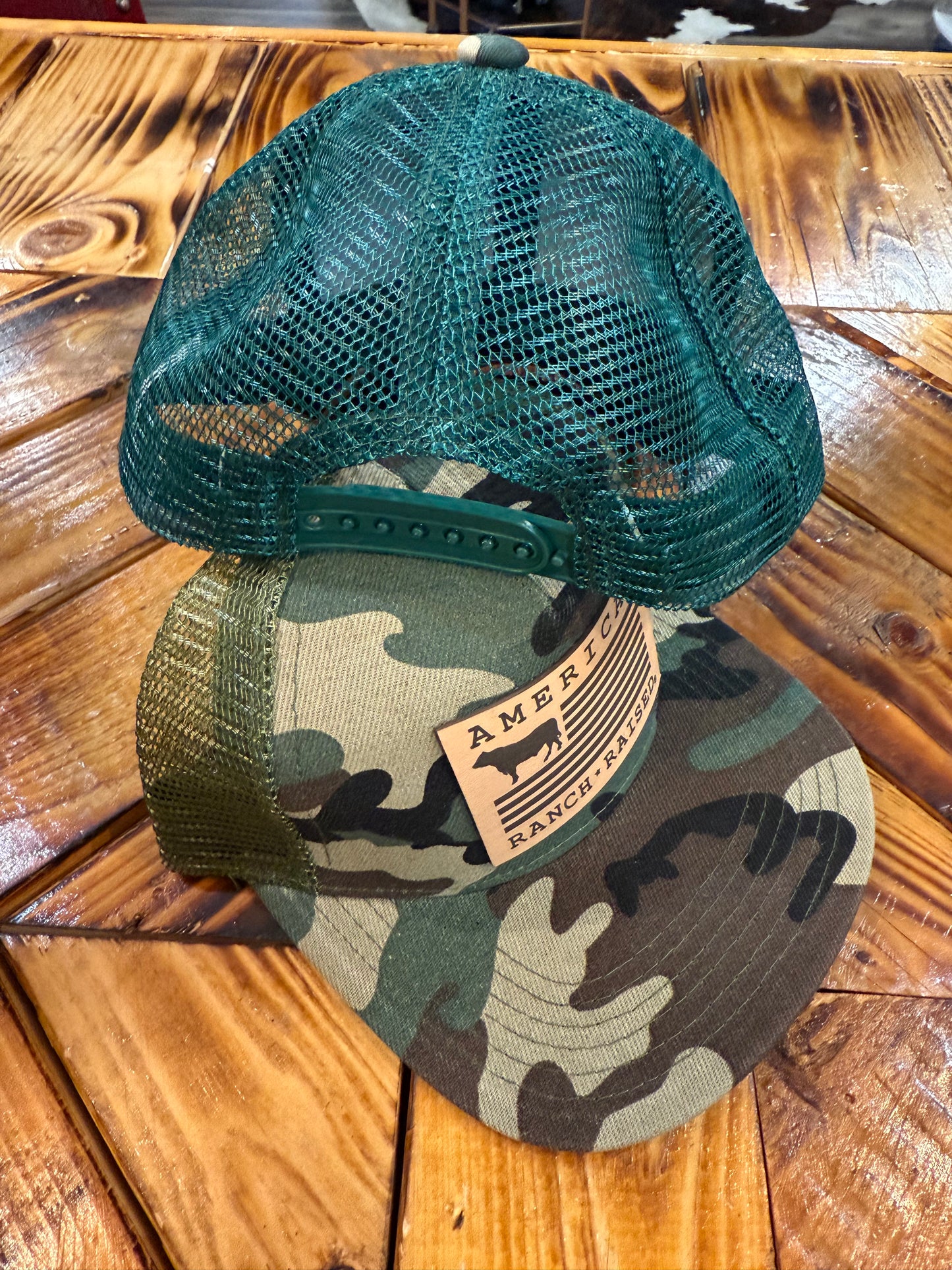 American Ranch Raised Camo Youth & Infant/ Toddler Cap Leather Patch