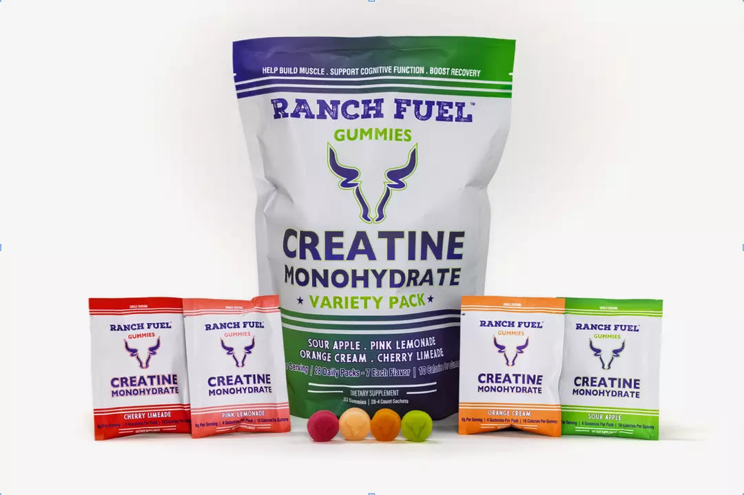 Ranch Fuel Creatine Monohydrate Gummies >> Variety Pack >> 28 Daily Packs