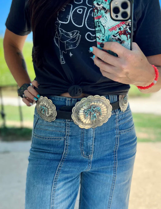 Barboza Thunderbird Turquoise Concho Belt