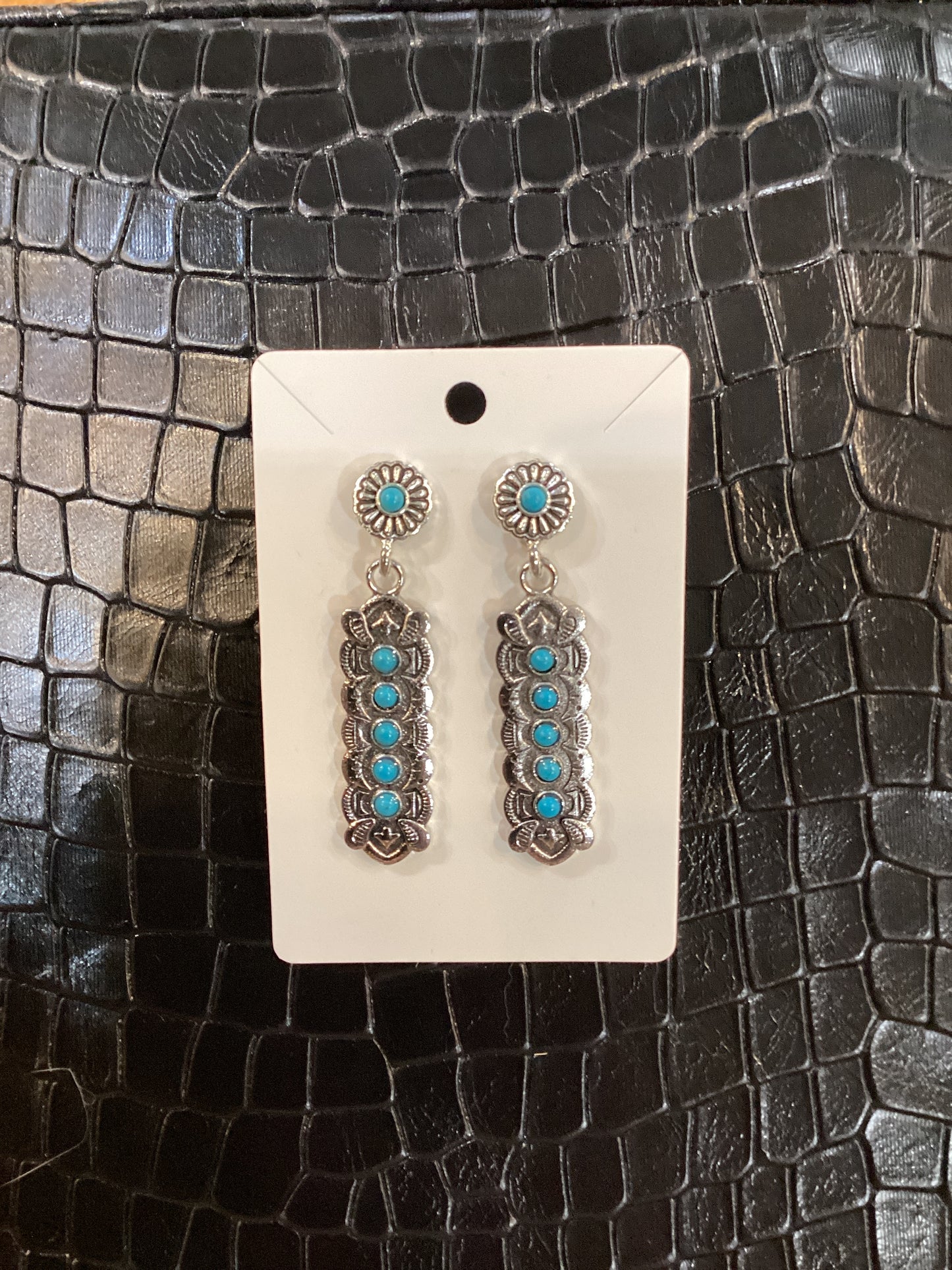 Faux Turquoise and Silver Earrings