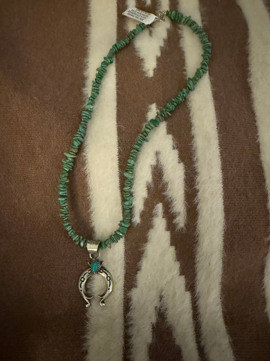 Sam Yellowhair Navajo Handmade Turquose Naja Necklace